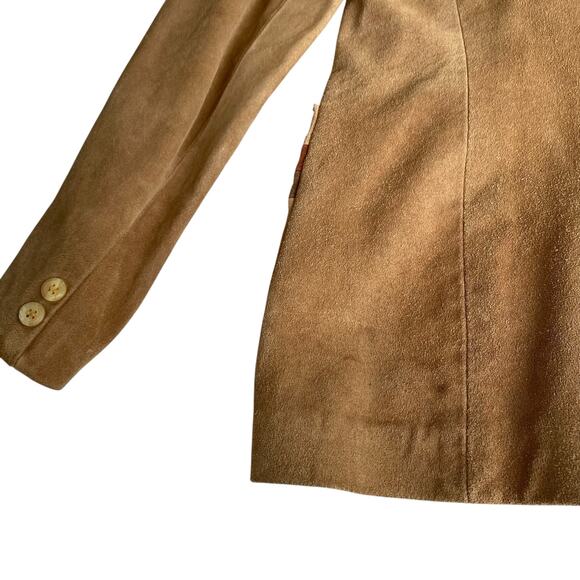 Vintage 70s Brown Tan Suede Leather Blazer Jacket MS Collectibles Boho Small - Picture 5 of 7